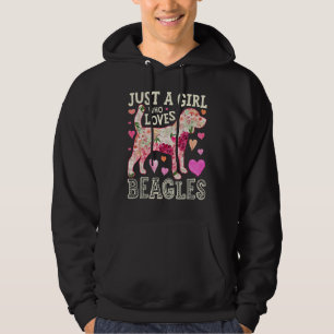 Beagle Just A Girl Who Loves Beagles Dog Flower Wo Hoodie