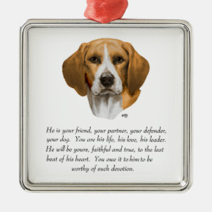 Beagle Keepsake MALE Metal Tree Decoration