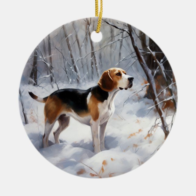 Beagle Let It Snow Christmas  Ceramic Tree Decoration (Front)