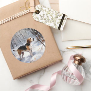 Beagle Let It Snow Christmas  Classic Round Sticker