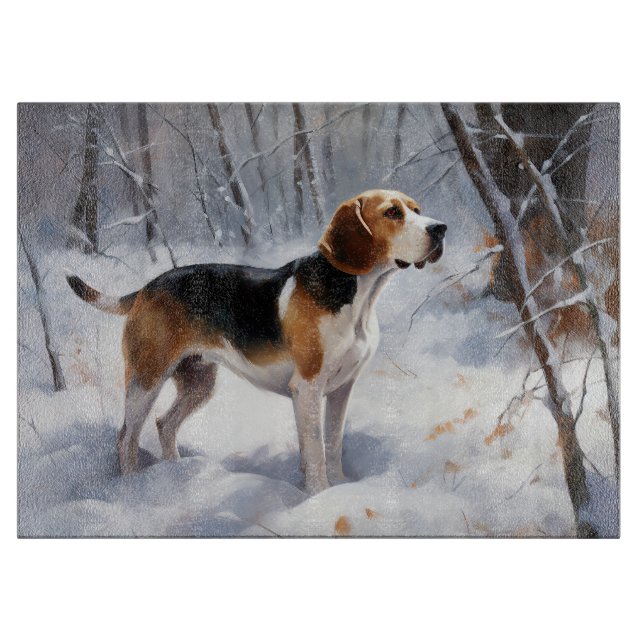 Beagle Let It Snow Christmas  Cutting Board (Front)