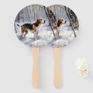 Beagle Let It Snow Christmas Hand Fan