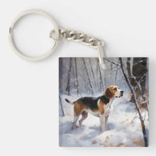 Beagle Let It Snow Christmas Key Ring