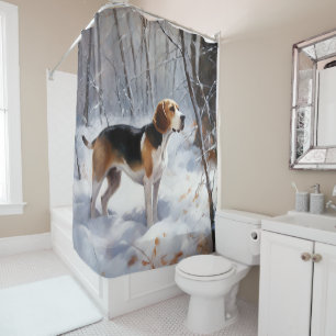 Beagle Let It Snow Christmas  Shower Curtain