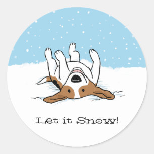 Beagle Let it Snow   Dog Christmas Holiday Custom Classic Round Sticker