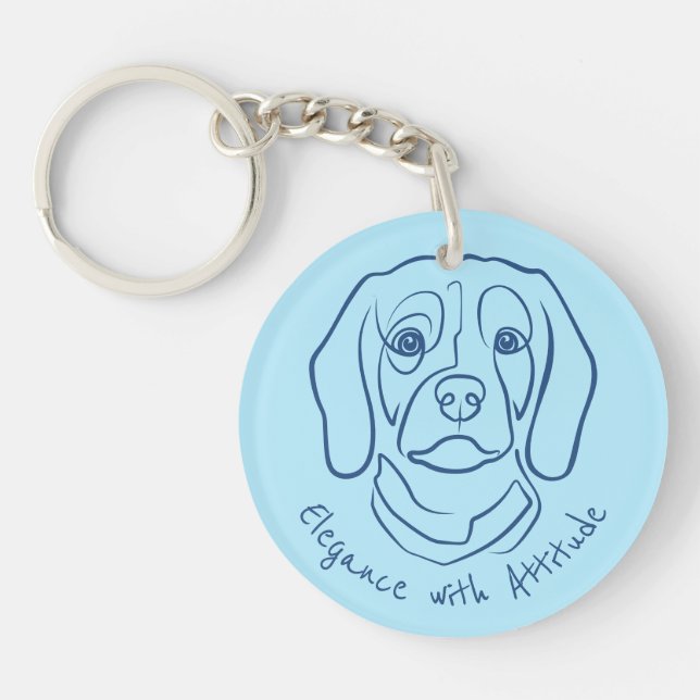 Beagle Line Art, Elegance with Attitude Key Ring (Front)