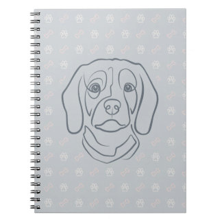 Beagle Line Art, Elegance with Attitude Notebook