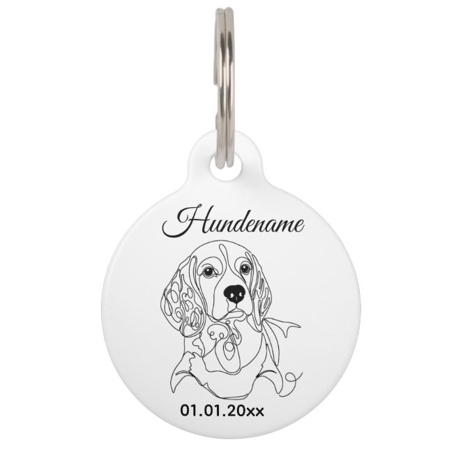 Beagle Line Art Personalized Tag (Front)