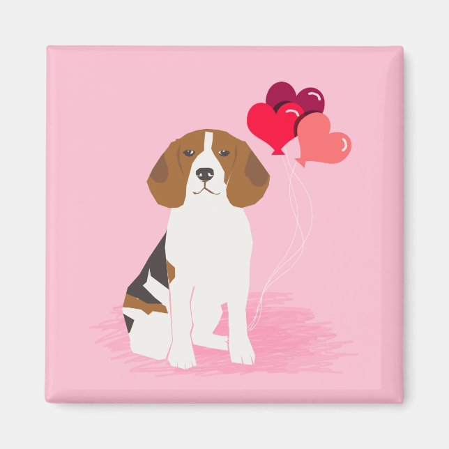 Beagle Love Balloons Magnet (Front)