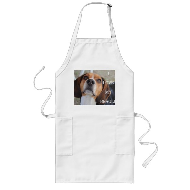 beagle love w pic black red white long apron (Front)