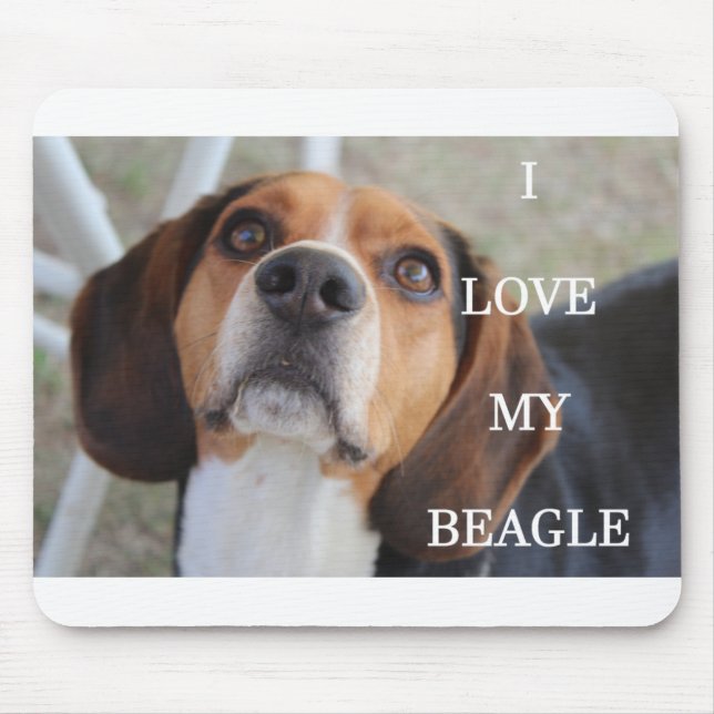 beagle love w pic black red white mouse pad (Front)
