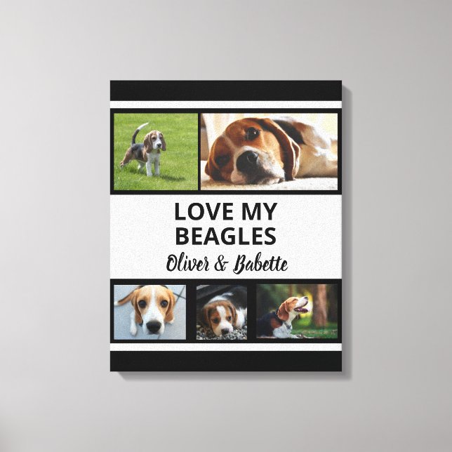 Beagle Lovers Custom Puppy and Dog Photo Collage  Canvas Print (Front)