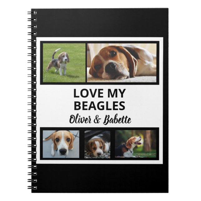 Beagle Lovers Custom Puppy and Dog Photo Collage  Notebook (Front)