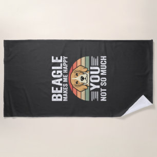 Beagle Makes Me Happy Dog Lover Beach Towel