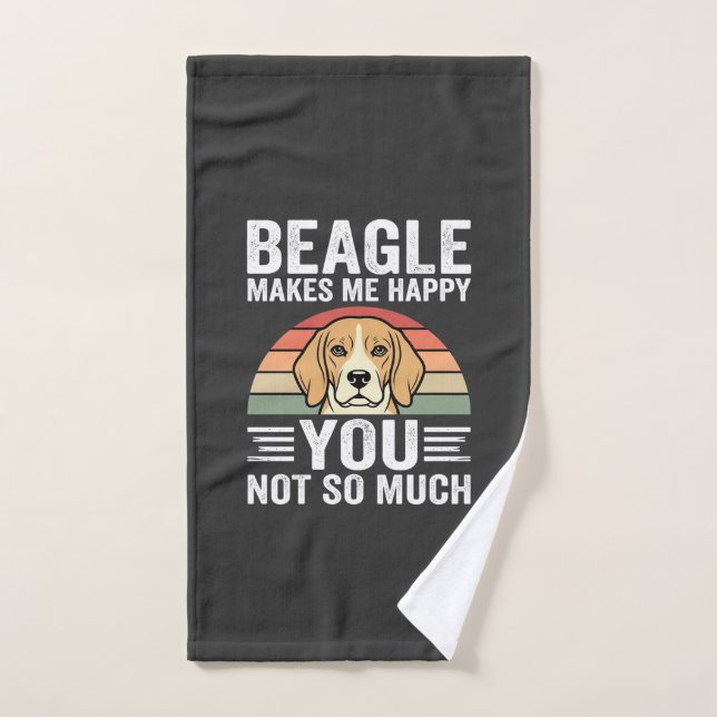 Beagle Makes Me Happy Dog Lover Hand Towel (Hand Towel)