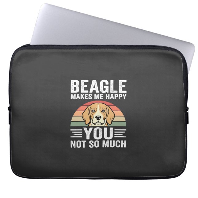 Beagle Makes Me Happy Dog Lover Laptop Sleeve (Front)