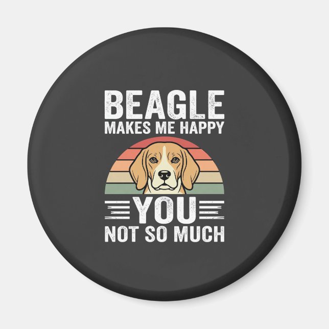 Beagle Makes Me Happy Dog Lover Magnet (Front)