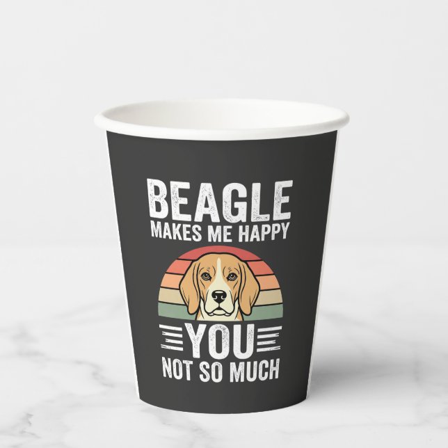 Beagle Makes Me Happy Dog Lover Paper Cups (Front)