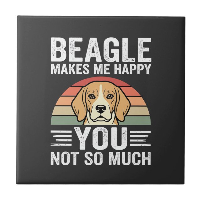Beagle Makes Me Happy Dog Lover Tile (Front)