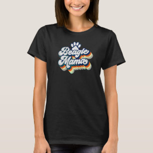 Beagle Mama Cute Retro Vintage Dog Mum Paw Print C T-Shirt