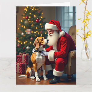 Beagle Meets Santa Christmas Painting Card