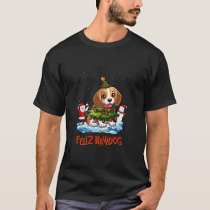 Beagle Merry Christmas Tree Lights Dog X Mas Dogs T-Shirt
