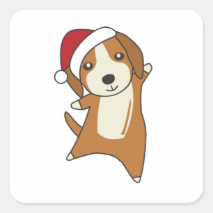Beagle Merry Christmas Winter Animals Dog Square Sticker