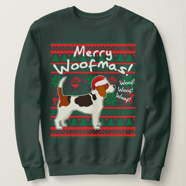 Beagle Merry Woofmas Ugly Christmas Sweater (Design Front)