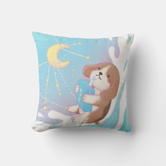 Beagle, Milk & the Moon Cushion