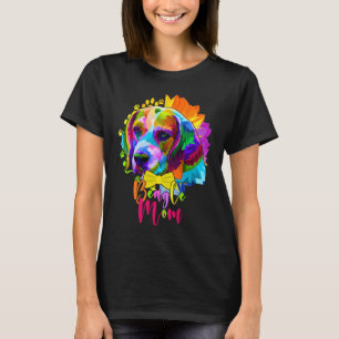 Beagle Mom Cute Colourful Dog Sunflower  Mother's  T-Shirt