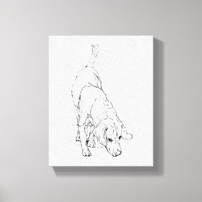 Beagle Mug – Hand Drawn Ink Dog  Canvas Print (Front)