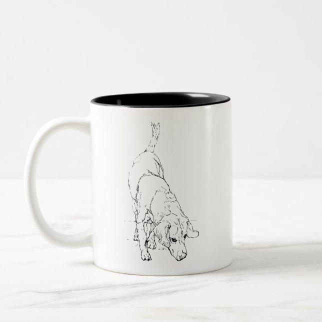 Beagle Mug – Hand Drawn Ink Dog Coffee Mug (Left)