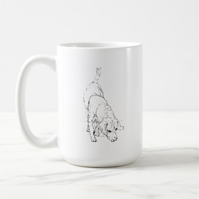 Beagle Mug – Hand Drawn Ink Dog Coffee Mug (Left)