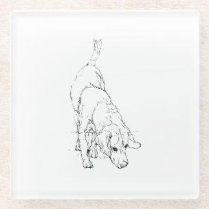 Beagle Mug – Hand Drawn Ink Dog Glass Coaster