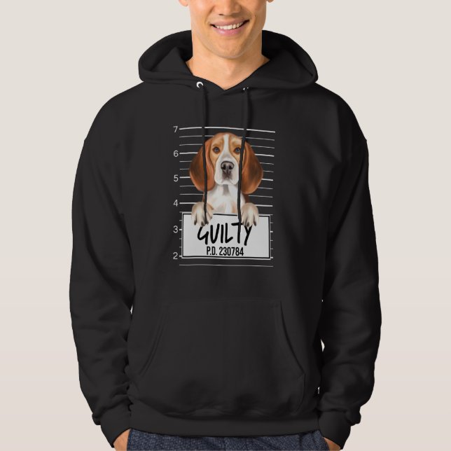 Beagle Mugshot Guilty Dog Hoodie (Front)
