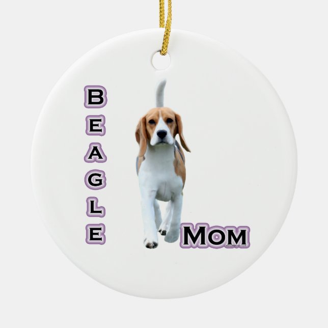 Beagle Mum 4 - Keychain Ceramic Tree Decoration (Front)