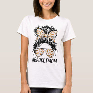 Beagle Mum Messy Bun Hair Dog Mama Pet Owner Mothe T-Shirt