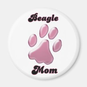 Beagle Mum Pink Pawprint - Magnet