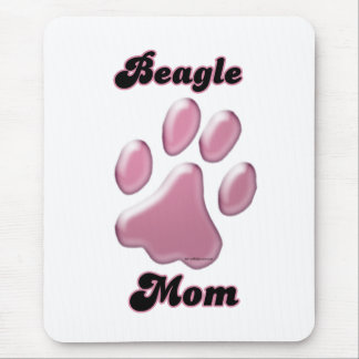 Beagle Mum Pink Pawprint Mouse Pad
