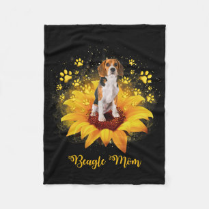 Beagle Mum Sunflower With Dog Paw Mother's Day Fleece Blanket