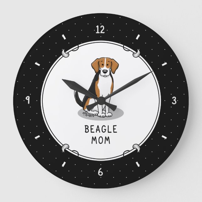 Beagle Mum (tri colour 3) Dog Cute Dog Mum Large Clock (Front)