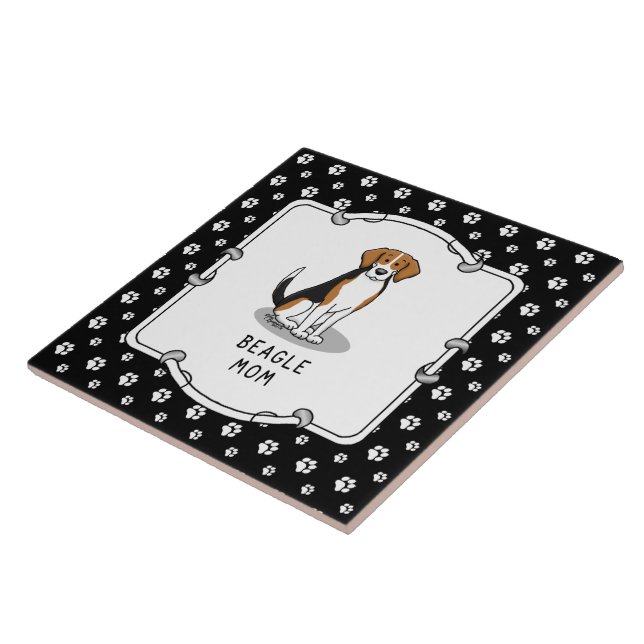 Beagle Mum (tri colour 3) Dog Cute Dog Mum Tile (Side)