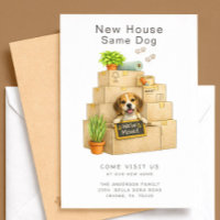 Beagle New House Moving Announcement Card