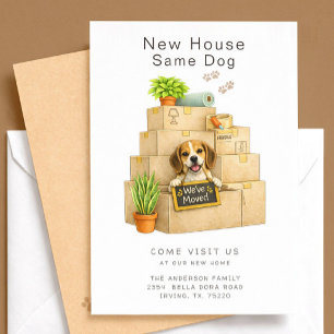 Beagle New House Moving Announcement Card