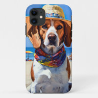 Beagle on Beach, summer gift for dog lovers