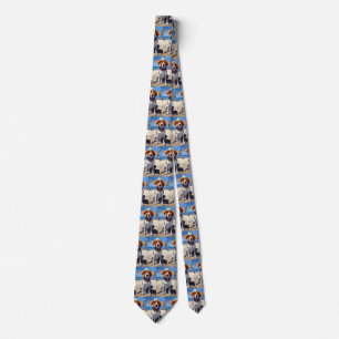 Beagle on Beach, summer gift for dog lovers Tie