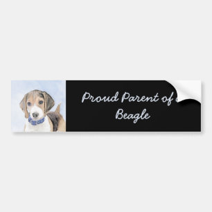 Beagle Painting - Cute Original Art Bumper Sticker