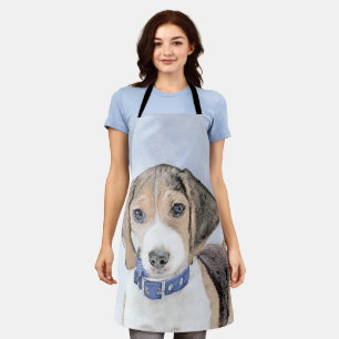 Beagle Painting - Cute Original Dog Art Apron
