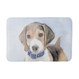 Beagle Painting - Cute Original Dog Art Bath Mat