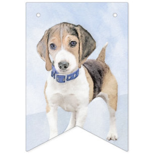 Beagle Painting - Cute Original Dog Art Bunting